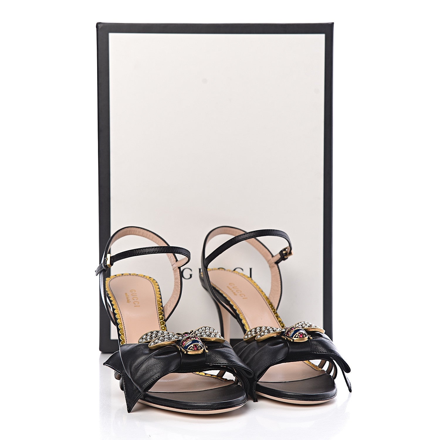 Gucci Nappa Queen Margaret Mid Heel Sandals 37.5 Black 8 of 8