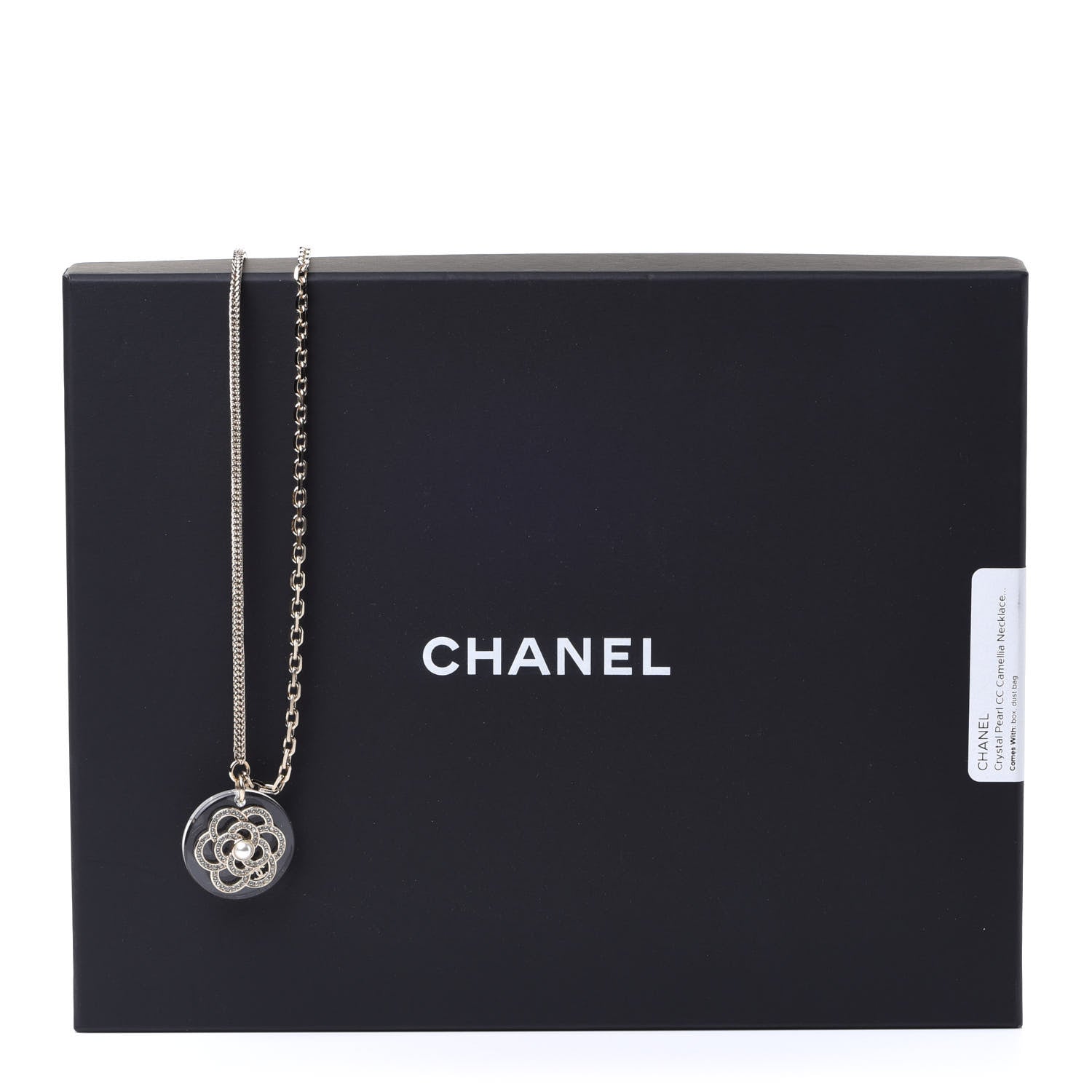 Chanel Crystal Pearl CC Camellia Necklace Gold 7 of 7