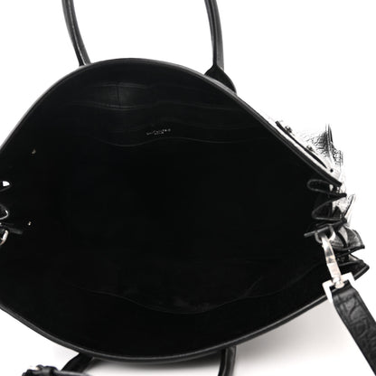 Saint Laurent SAINT LAURENT Calfskin Crocodile Embossed Large Souple Sac De Jour Black 6 of 10