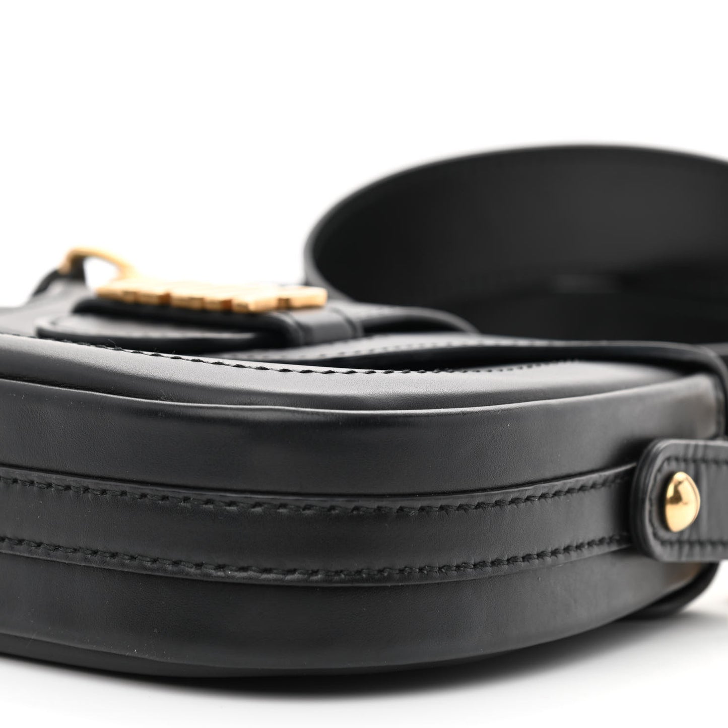 Calfskin D Fence Saddle Bag Black