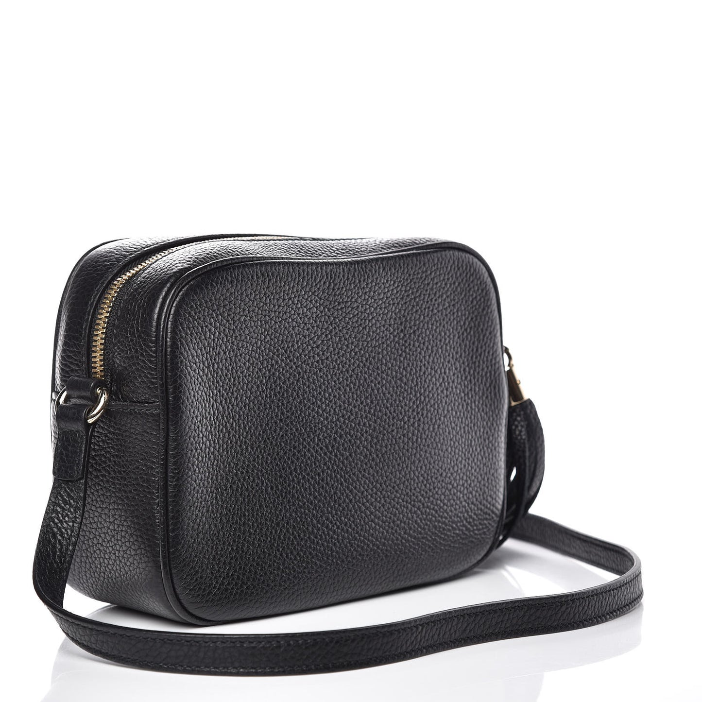 Pebbled Calfskin Small Soho Disco Bag Black