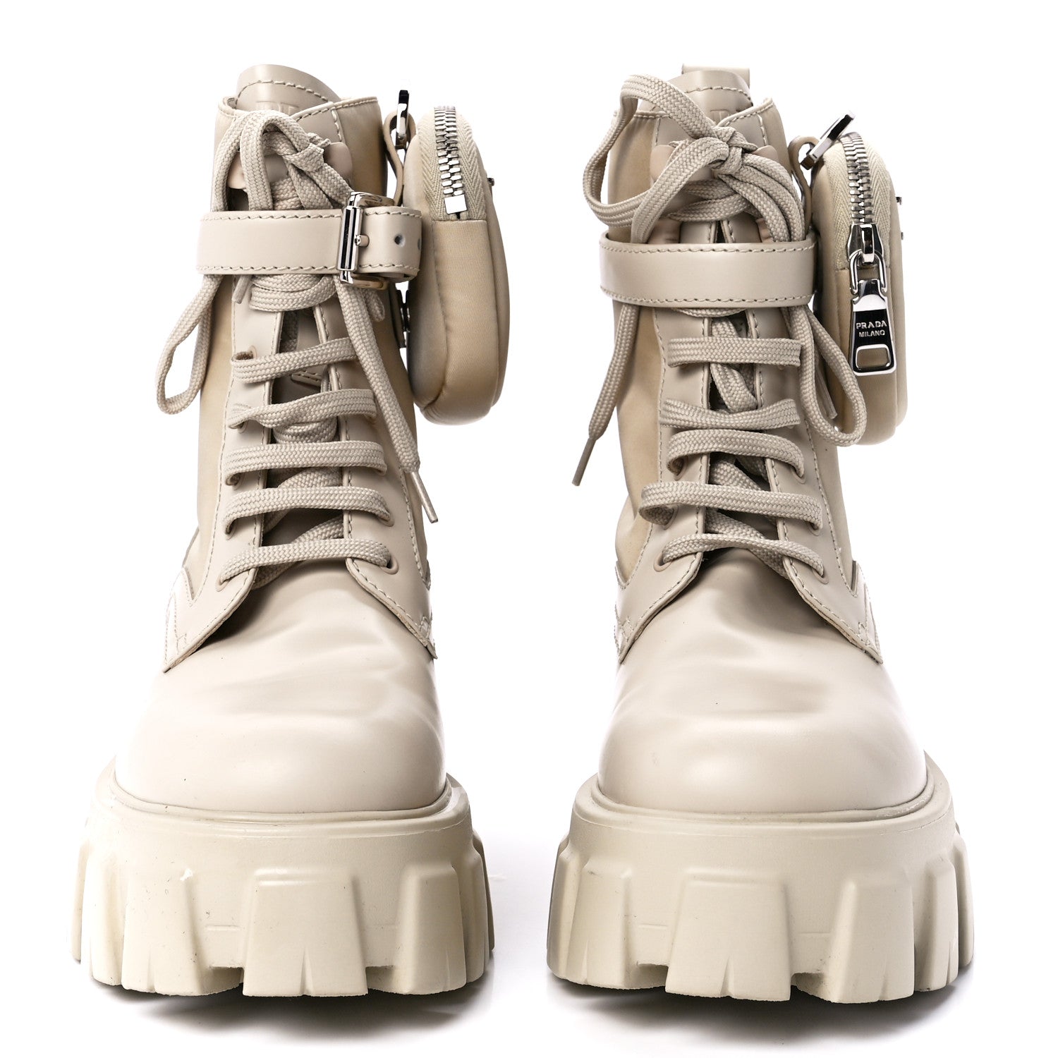 Prada Spazzolato Rois Re-Nylon Metal Triangle Logo Monolith Pouch Pocket 55mm Boots 37 Deserto 2 of 9