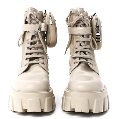 Prada Spazzolato Rois Re-Nylon Metal Triangle Logo Monolith Pouch Pocket 55mm Boots 37 Deserto 2 of 9