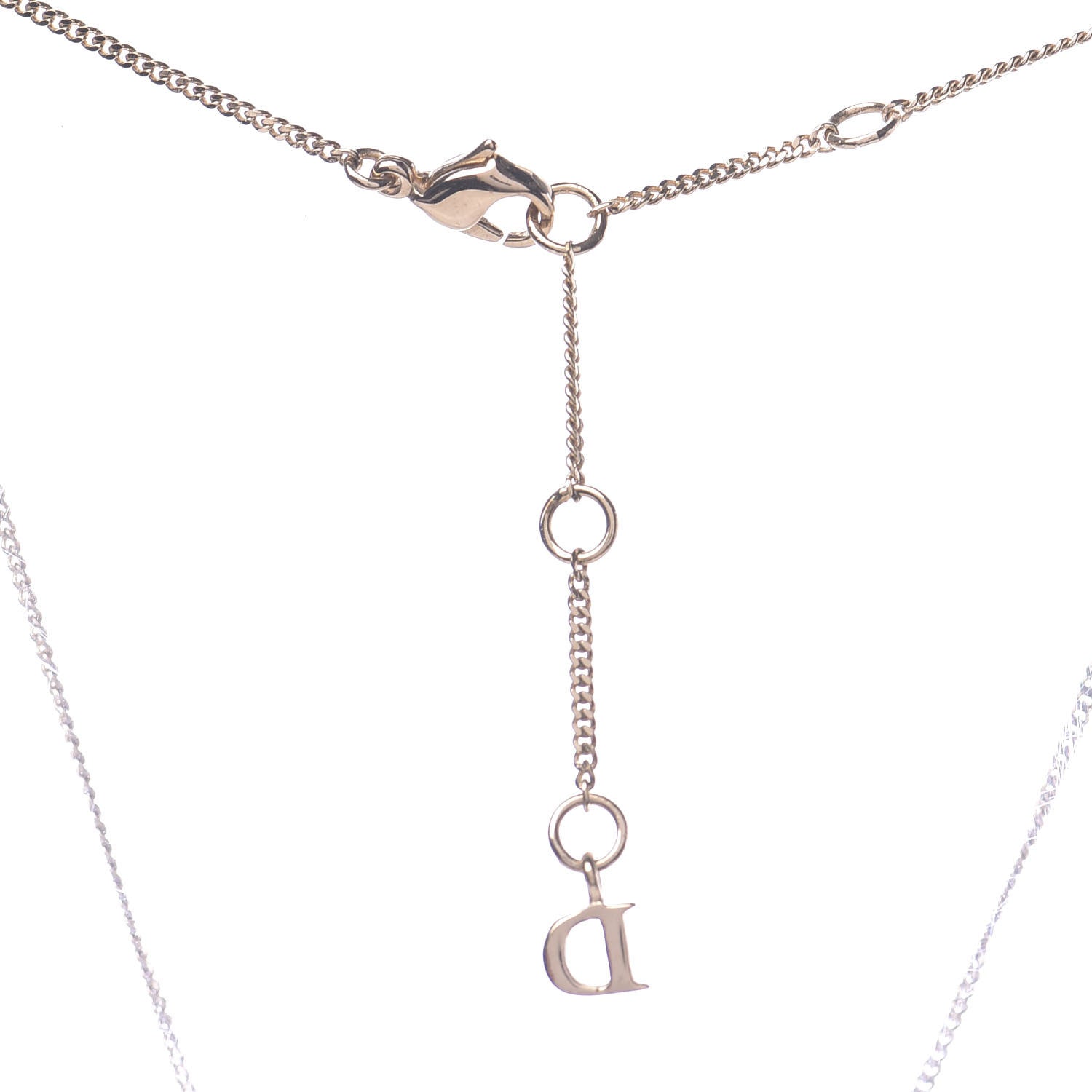 Christian Dior Metal Enamel Cannage Heart Pendant Necklace White Gold 5 of 6