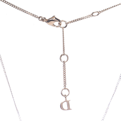 Christian Dior Metal Enamel Cannage Heart Pendant Necklace White Gold 5 of 6