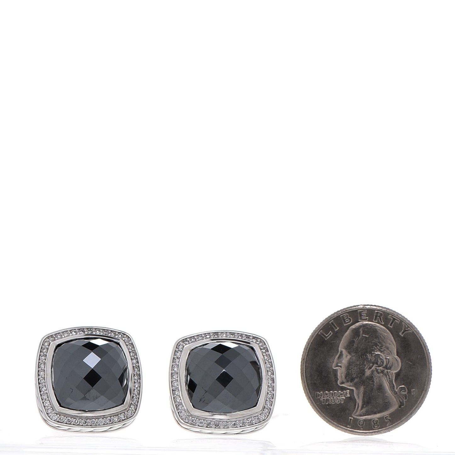 Sterling Silver Diamond Hematite 14mm Albion Earrings
