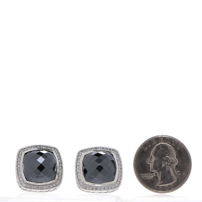 David Yurman Sterling Silver Diamond Hematite 14mm Albion Earrings 2 of 4
