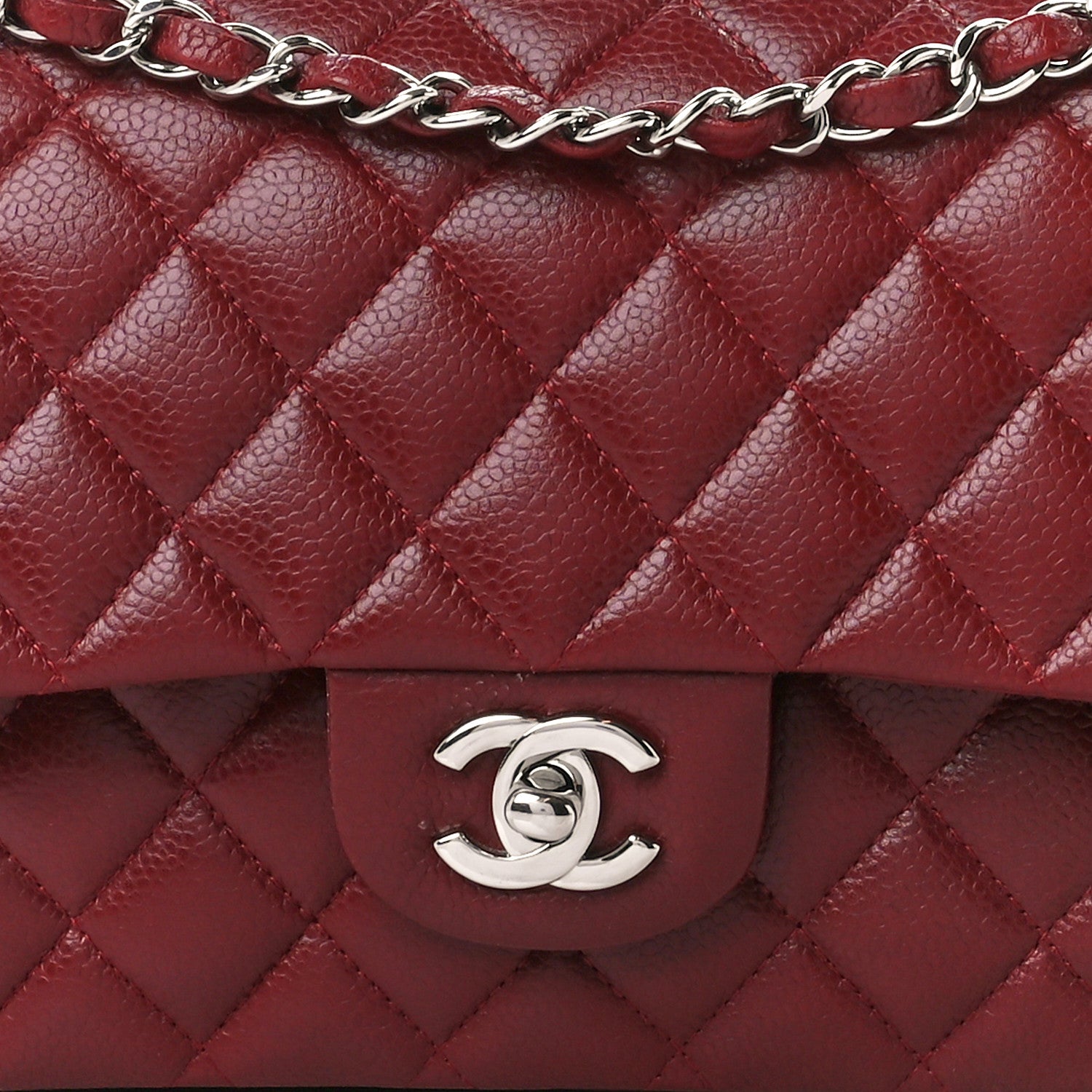Chanel Caviar Quilted Medium Double Flap Dark Red 10 of 11