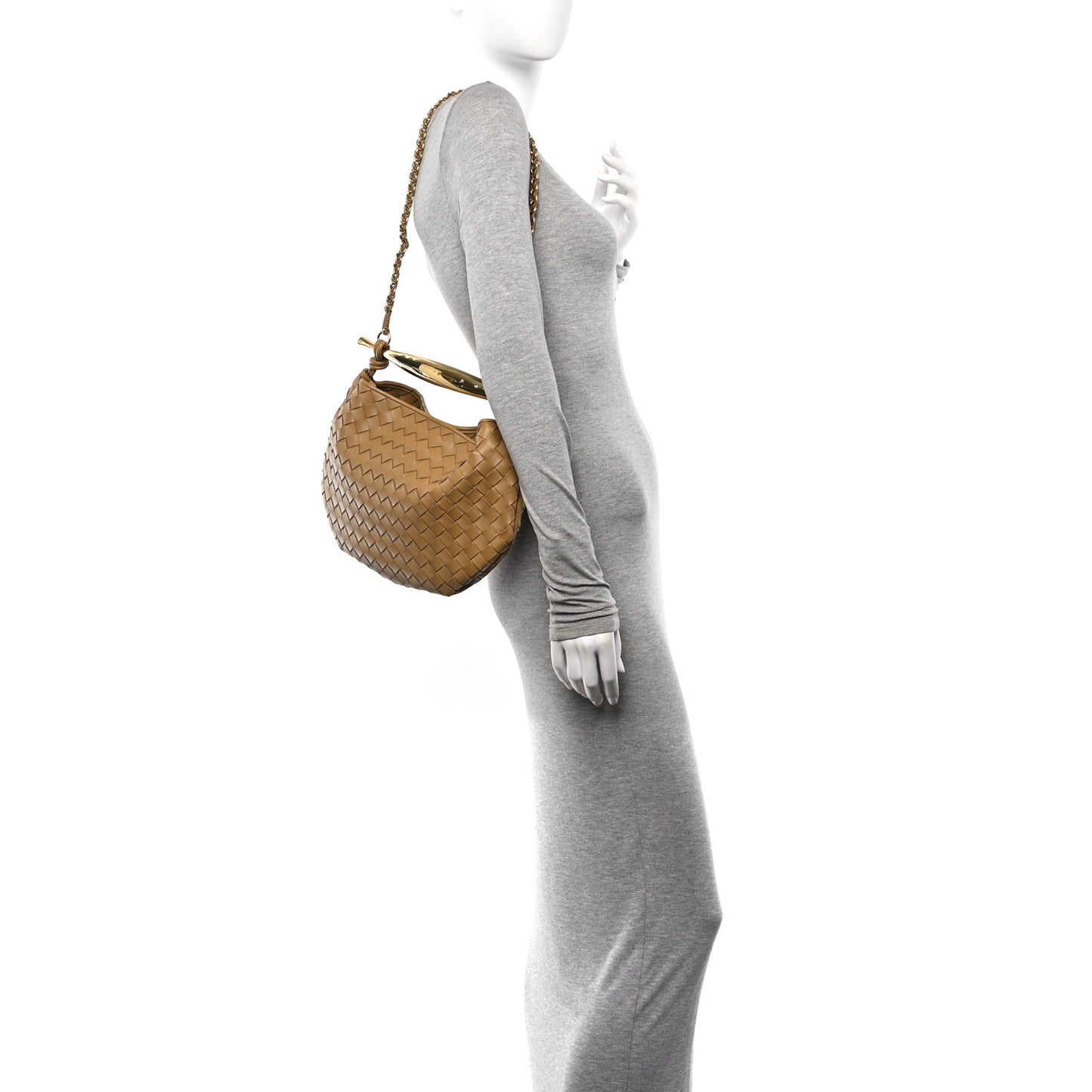 Nappa Intrecciato Sardine With Chain Bag Dark Praline