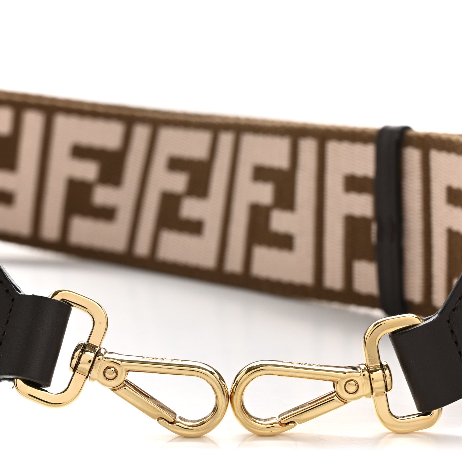 Fendi Ribbon Vitello Century FF 1974 Embroidered Adjustable Strap You Fango Rosa Confetto Chocolate 3 of 9