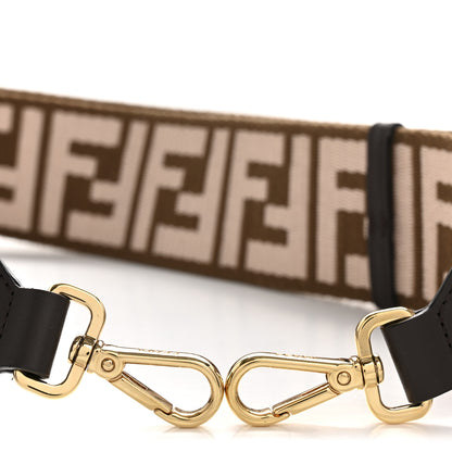 Fendi Ribbon Vitello Century FF 1974 Embroidered Adjustable Strap You Fango Rosa Confetto Chocolate 3 of 9