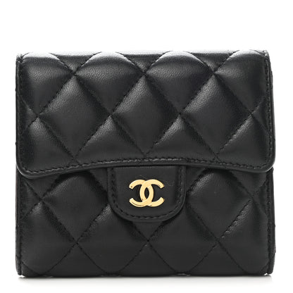 Chanel Lambskin Quilted Compact Flap Wallet Black 1 of 7