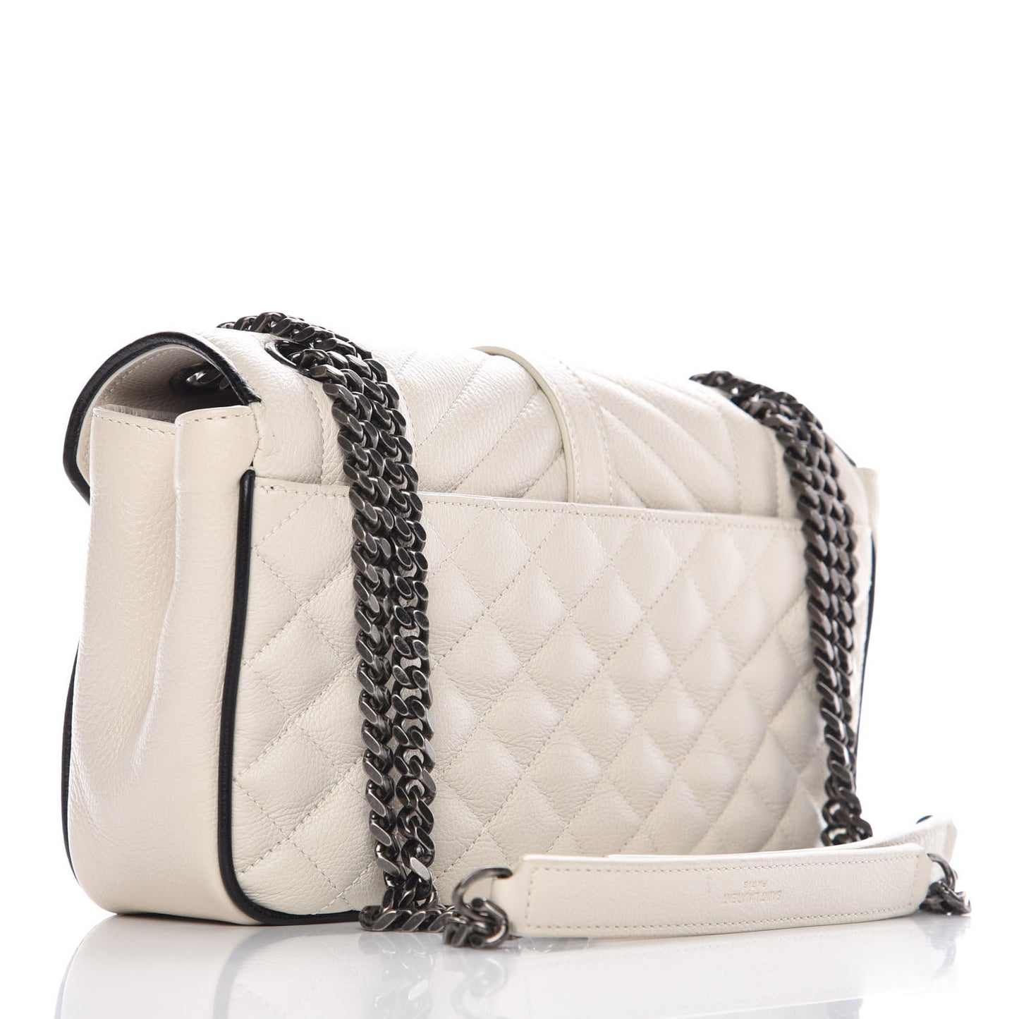 Sheepskin Tri-Quilt Monogram Medium Soft Envelope Bag White Black