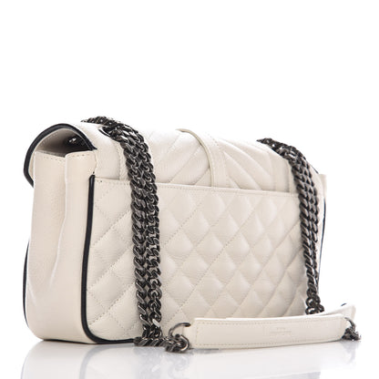 Saint Laurent Sheepskin Tri-Quilt Monogram Medium Soft Envelope Bag White Black 3 of 10