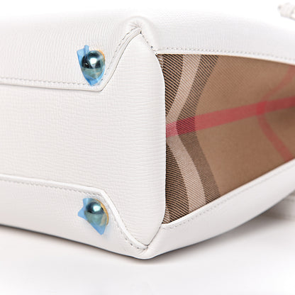 Burberry Grainy Calfskin House Check Small Banner Tote Chalk White 9 of 10