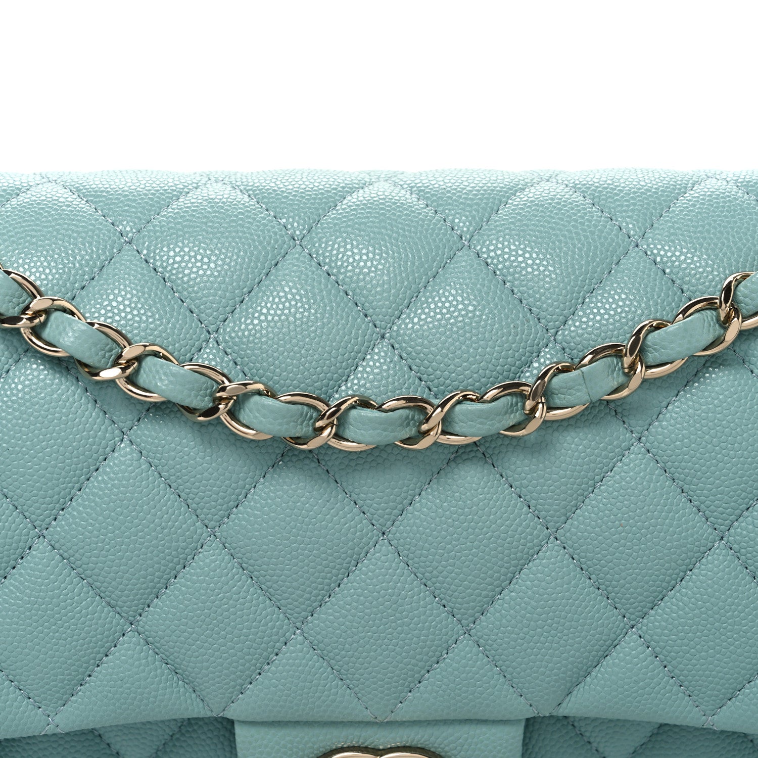 Chanel Caviar Quilted Medium Double Flap Light Blue 8 of 11