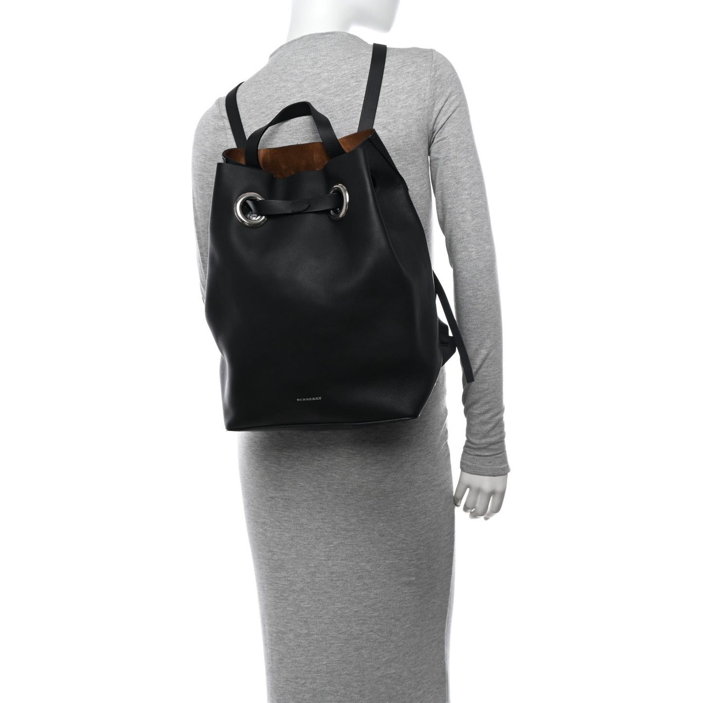 Calfskin Grommet Detail Backpack Black