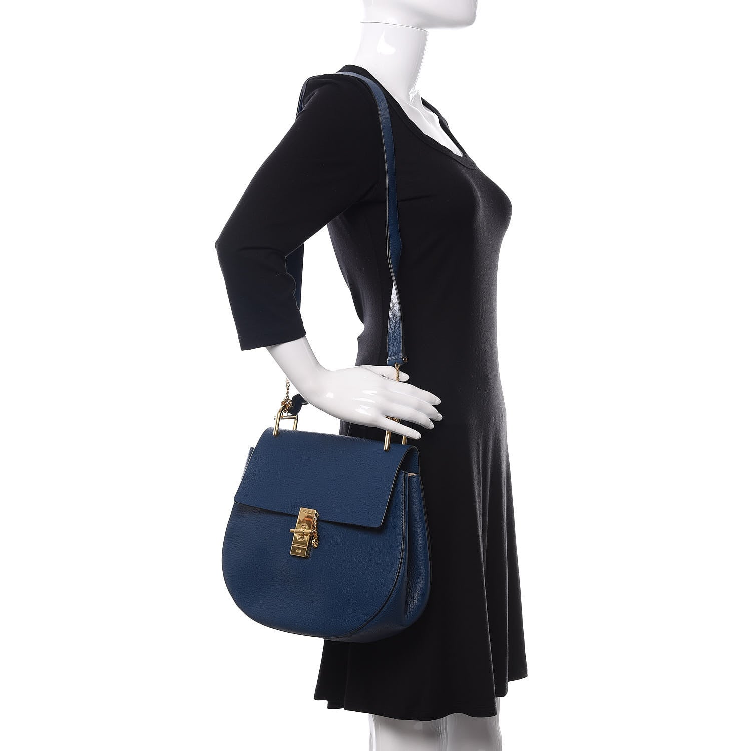 Chloe Grained Lambskin Drew Shoulder Bag Factory Blue 2 of 9