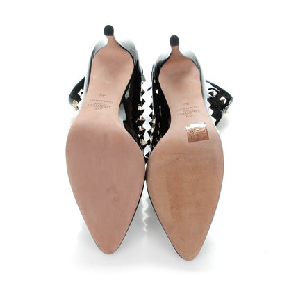 Valentino Garavani Patent Suede Rockstud Ankle Booties 38 Black 5 of 6