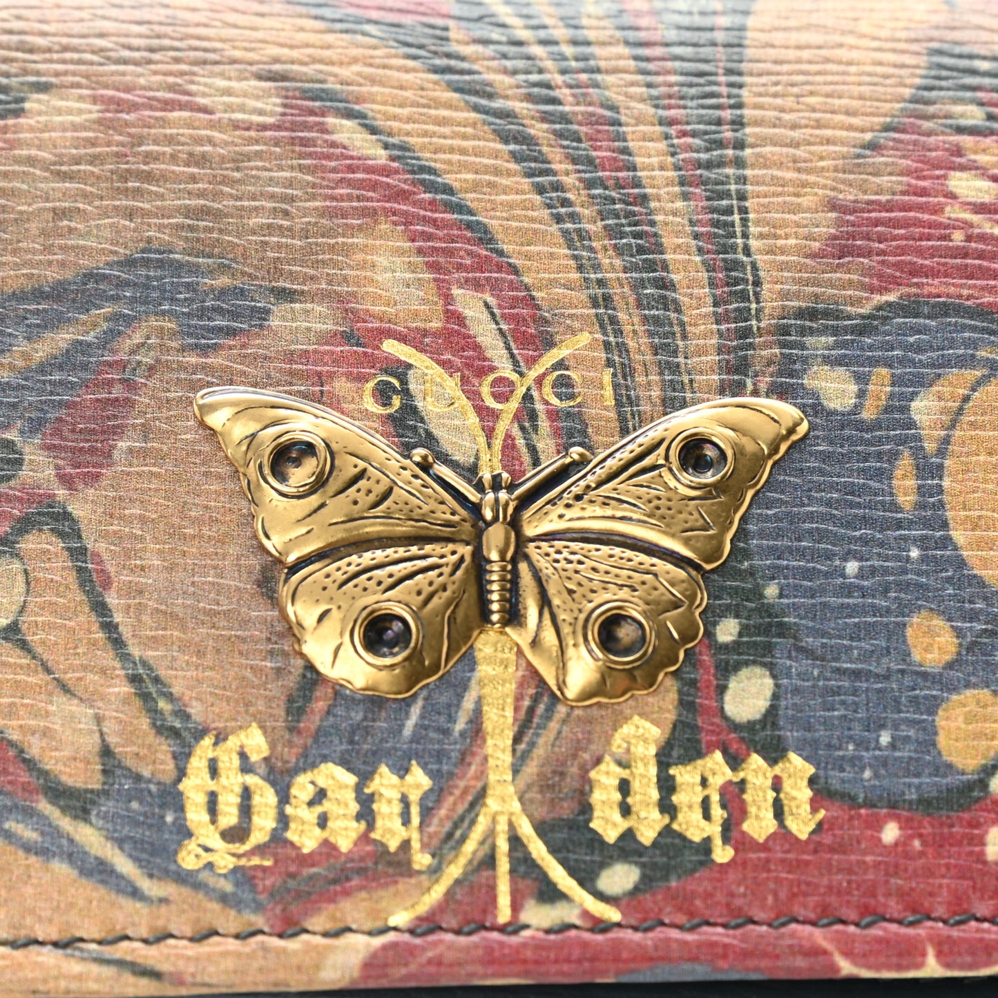 Shangai Calfskin Butterfly Garden Card Case Multicolor