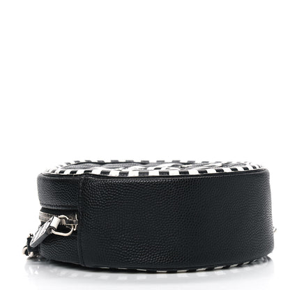 Chanel Caviar Quilted Filigree Round Clutch With Chain Black White 3 of 4