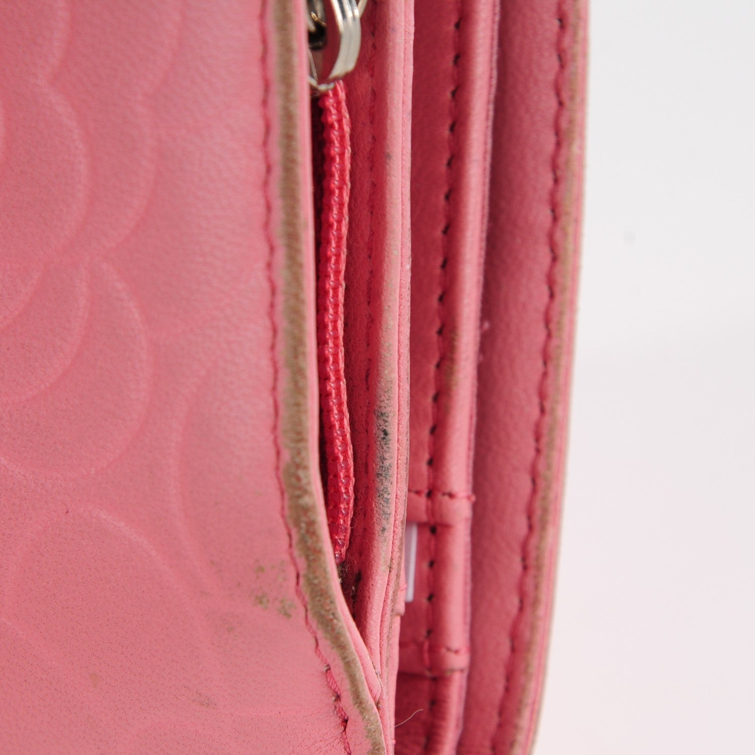 Chanel Lambskin Camellia Embossed Zipped Pocket Wallet Pink 8 of 17