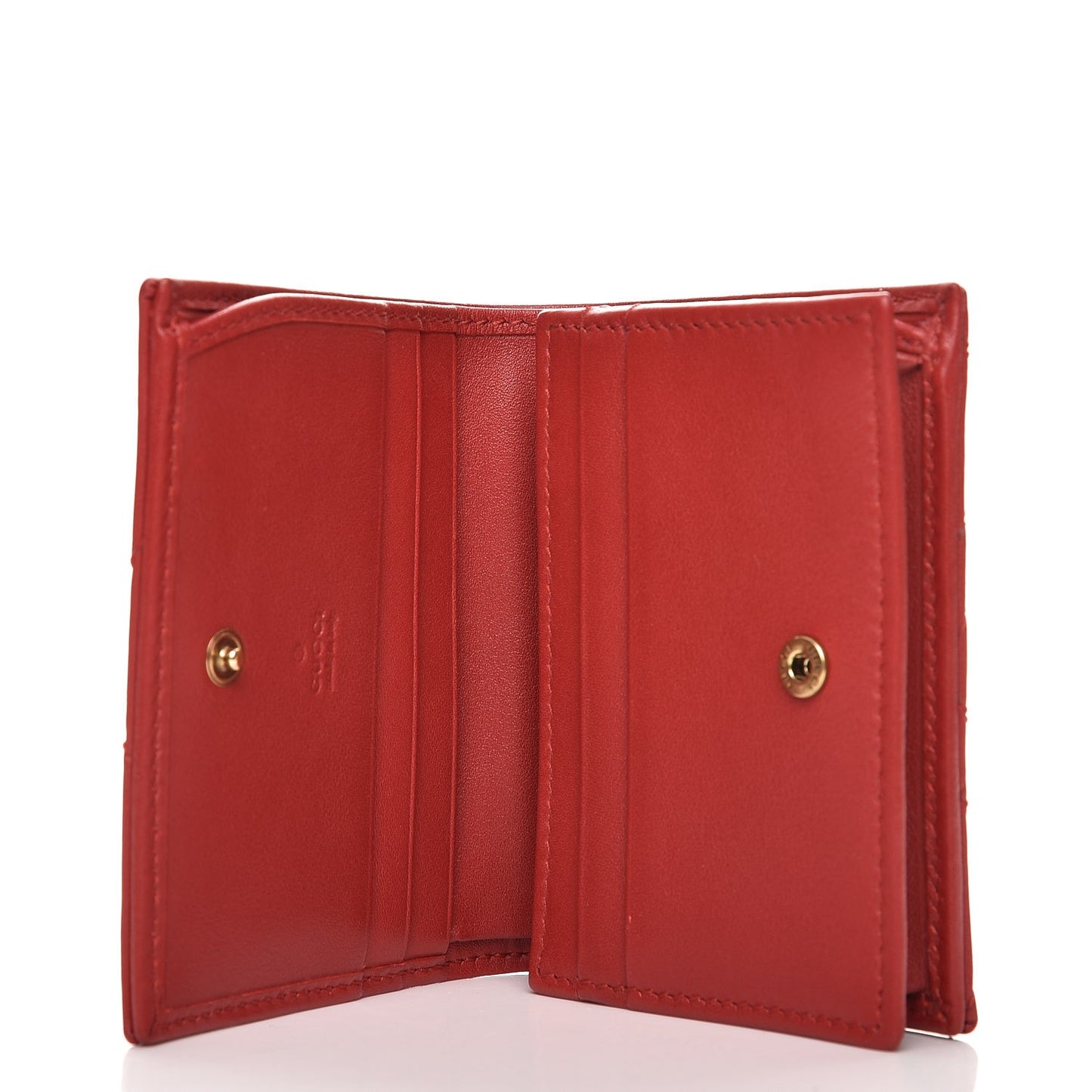 Calfskin Matelasse GG Marmont Card Case Wallet Hibiscus Red