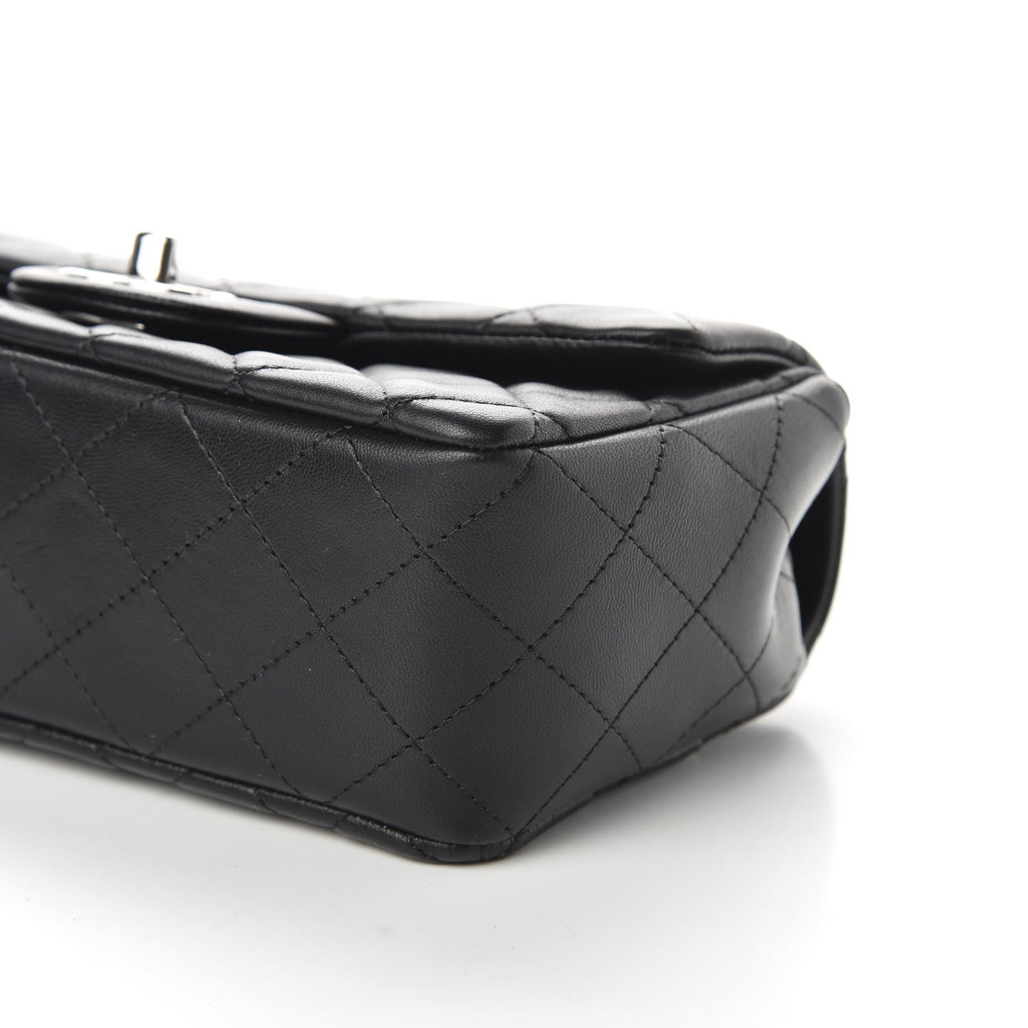Lambskin Quilted Mini Rectangular Flap Black