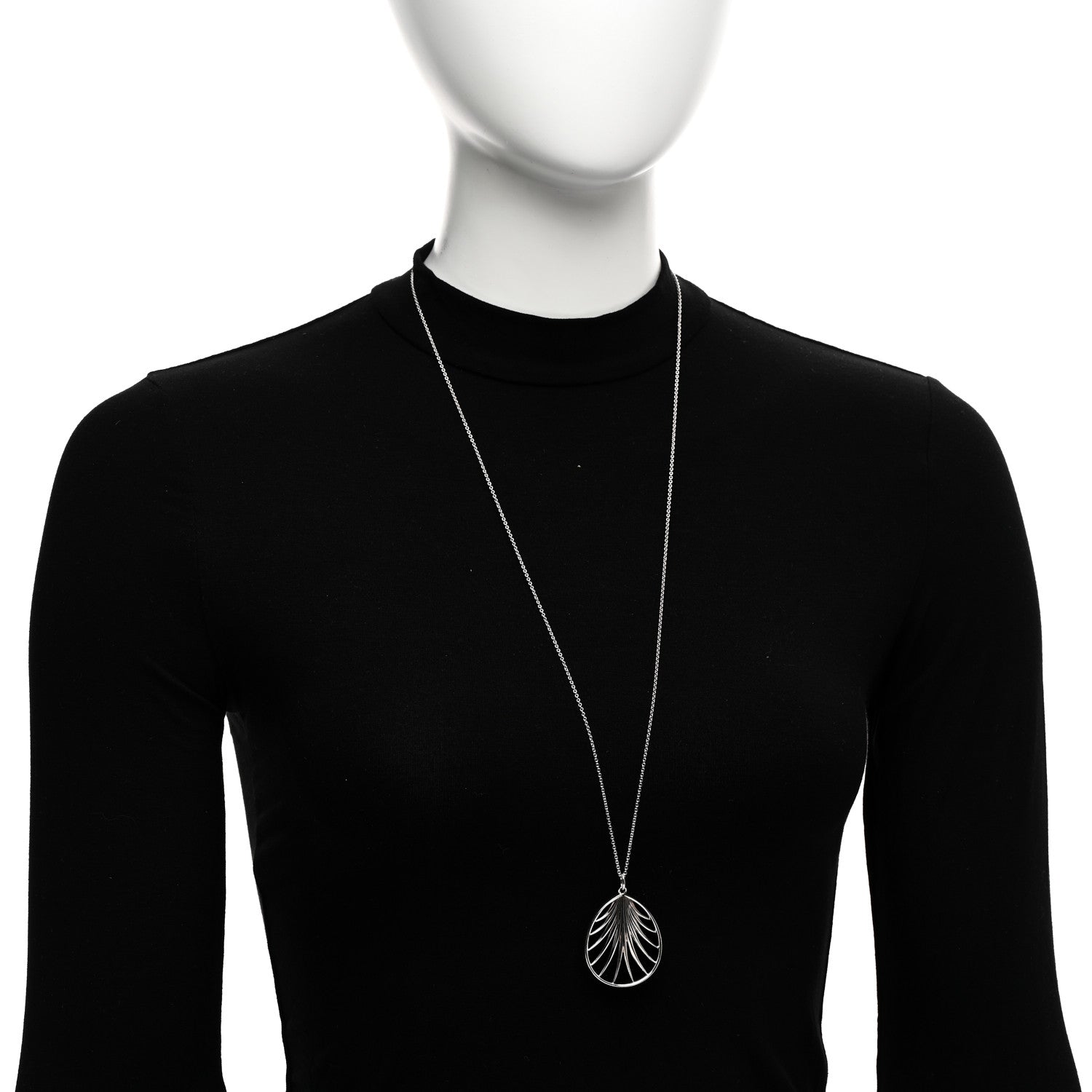 Tiffany Sterling Silver Black Onyx Paloma Picasso Villa Palm Pendant Necklace 2 of 5