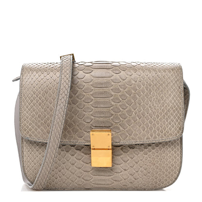 Celine Snakeskin Medium Classic Box Flap Bag Grey 1 of 11