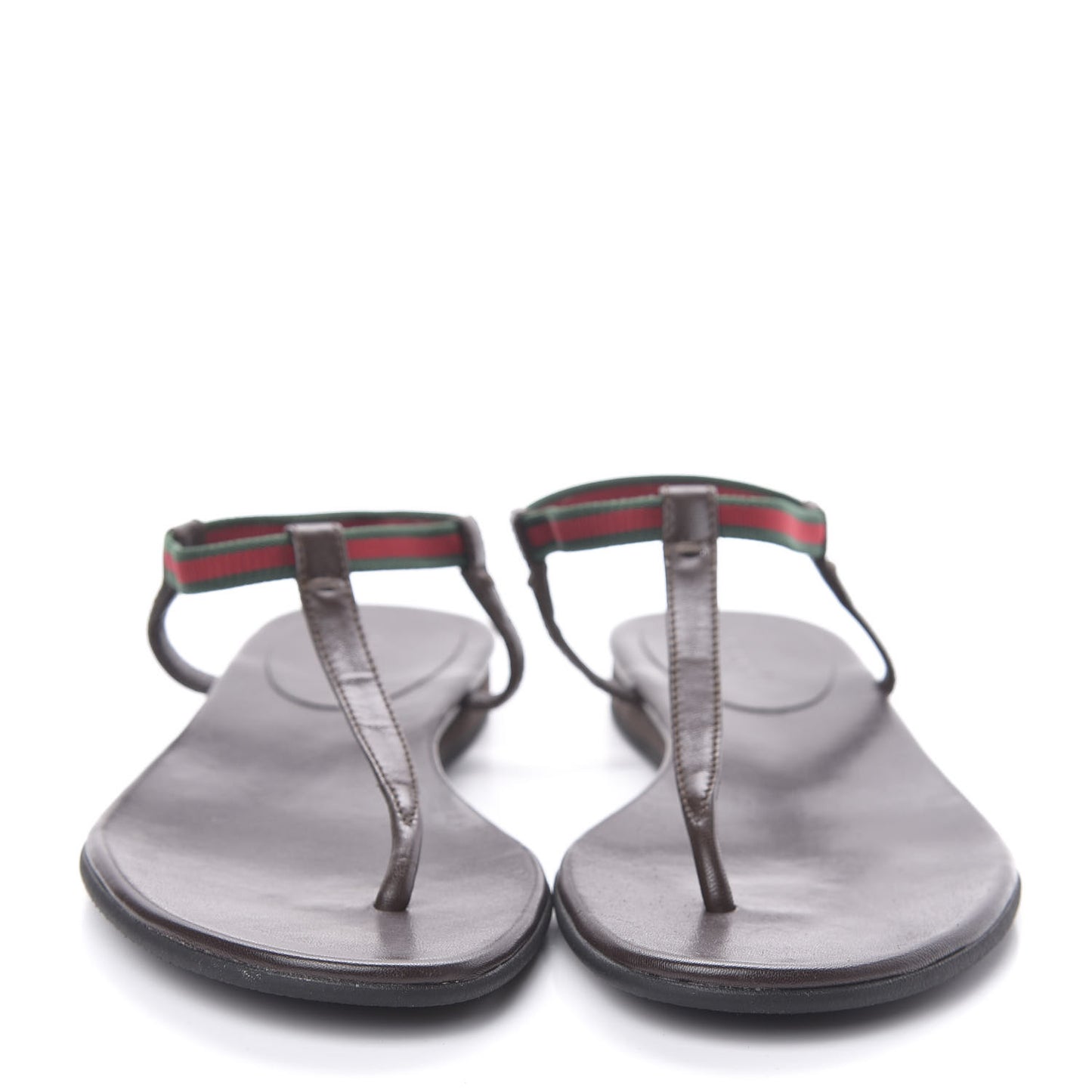 Calfskin Web Thong Sandals 35.5 Brown