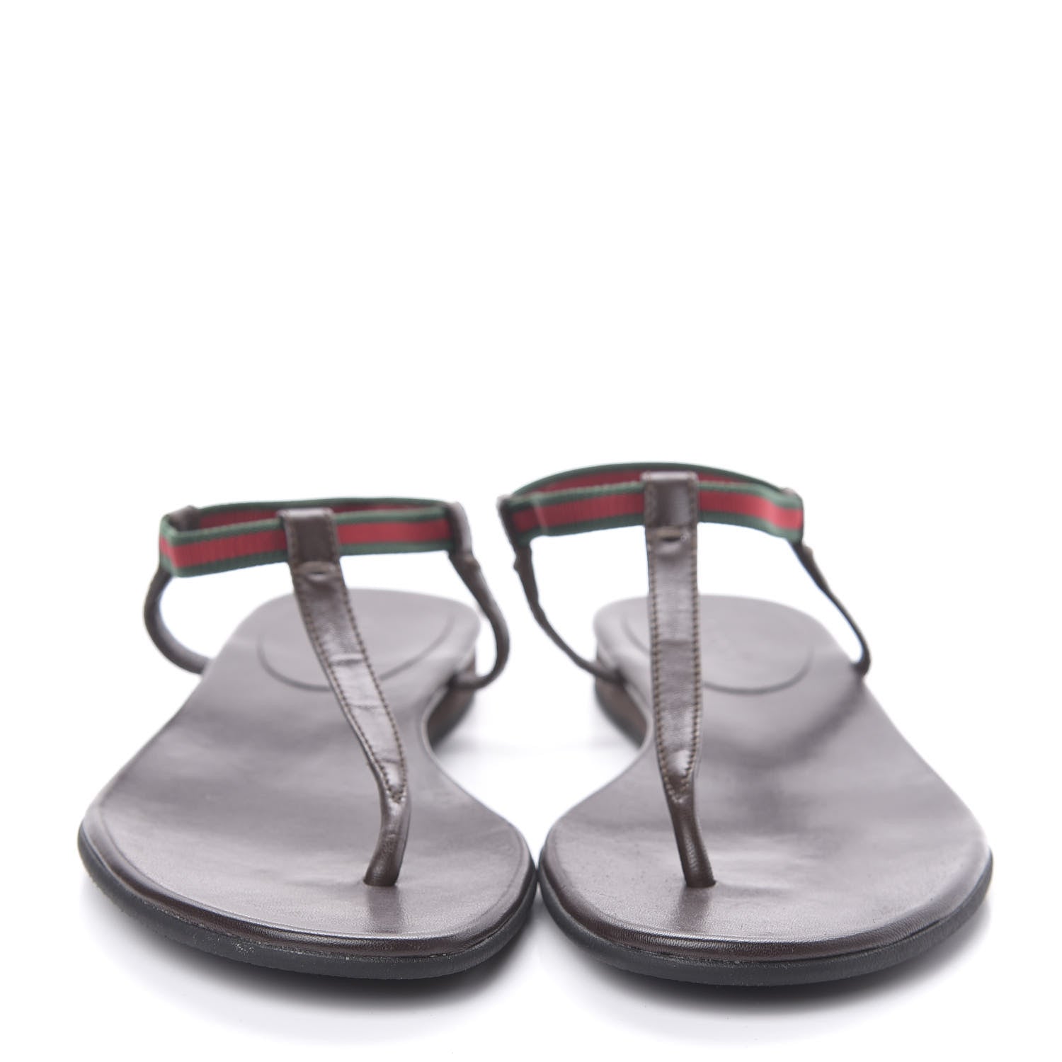 Gucci Calfskin Web Thong Sandals 35.5 Brown 2 of 7