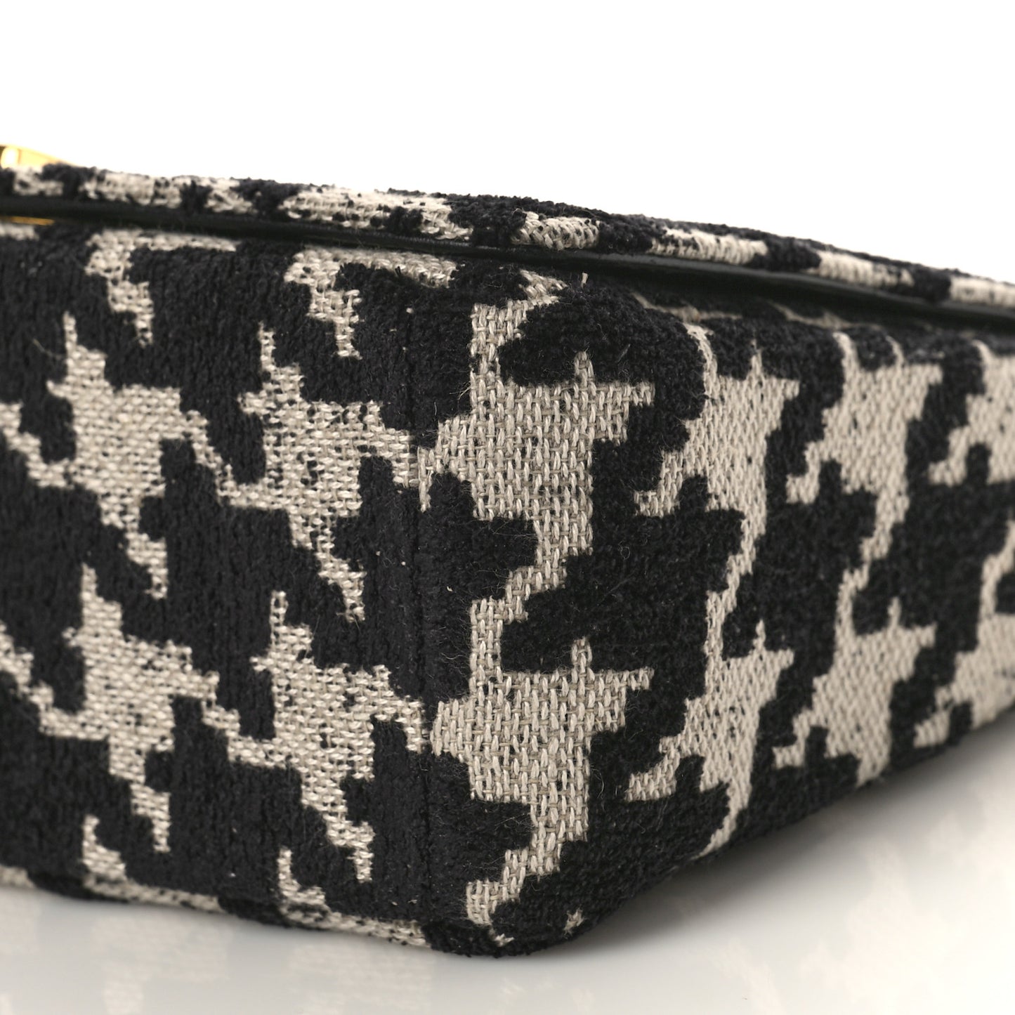 Technical Canvas Macro Houndstooth Medium Caro Bag Black White