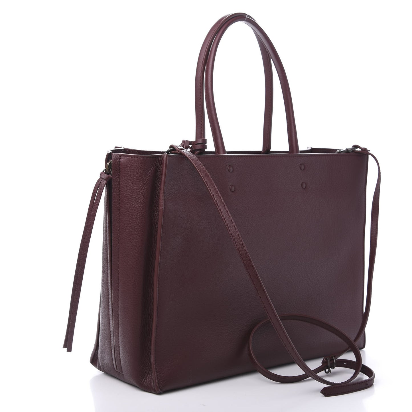 Calfskin Blackout Hardware Perforated Papier B4 Tote Burgundy