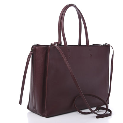 Balenciaga Calfskin Blackout Hardware Perforated Papier B4 Tote Burgundy 3 of 9