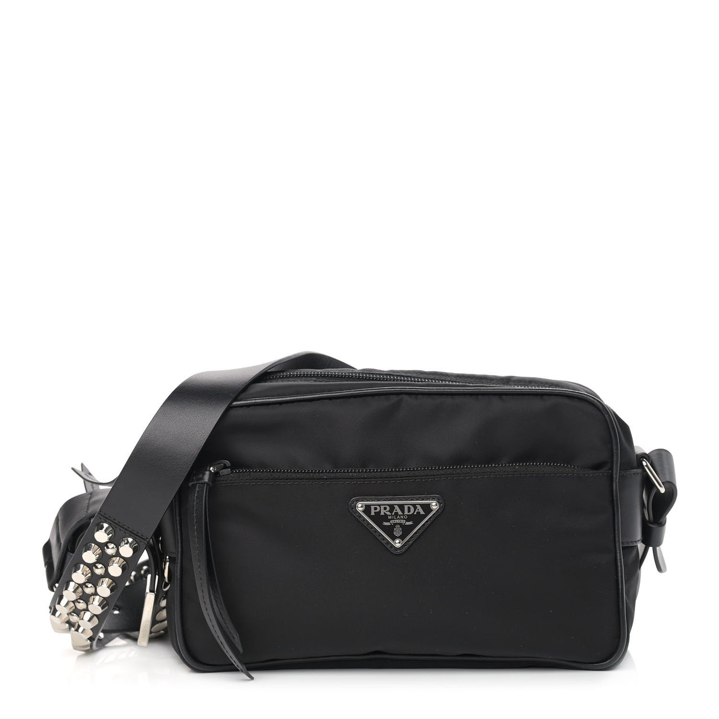 Tessuto Nylon Studded New Vela Shoulder Bag Black
