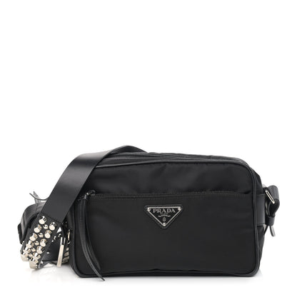 Prada Tessuto Nylon Studded New Vela Shoulder Bag Black 1 of 10