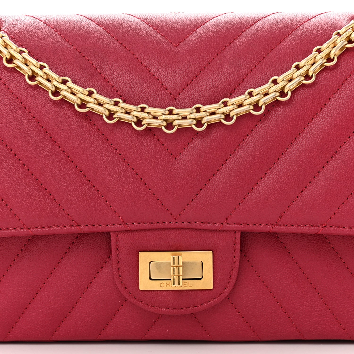 Chanel Sheepskin Chevron Quilted 2.55 Reissue 225 Flap Dark Pink 8 of 13