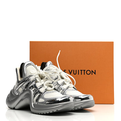 Louis Vuitton Metallic Calfskin Technical Nylon LV Archlight Sneakers 41 White Silver 10 of 10