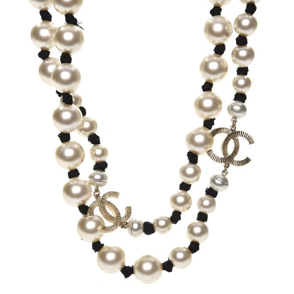 Chanel Graduated Pearl CC Long Necklace Gold 1 of 7