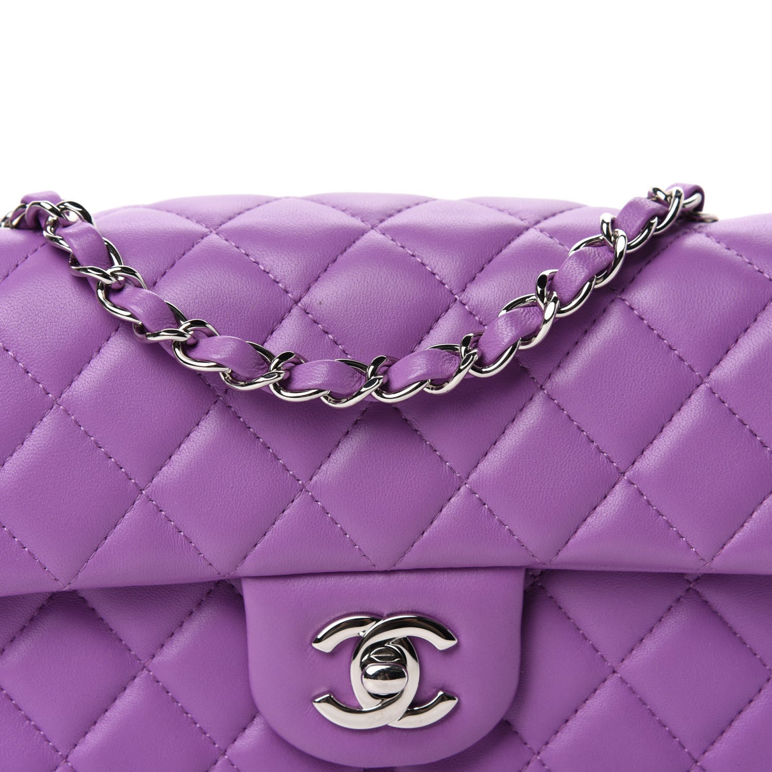 Chanel Lambskin Quilted Mini Rectangular Flap Purple 11 of 12