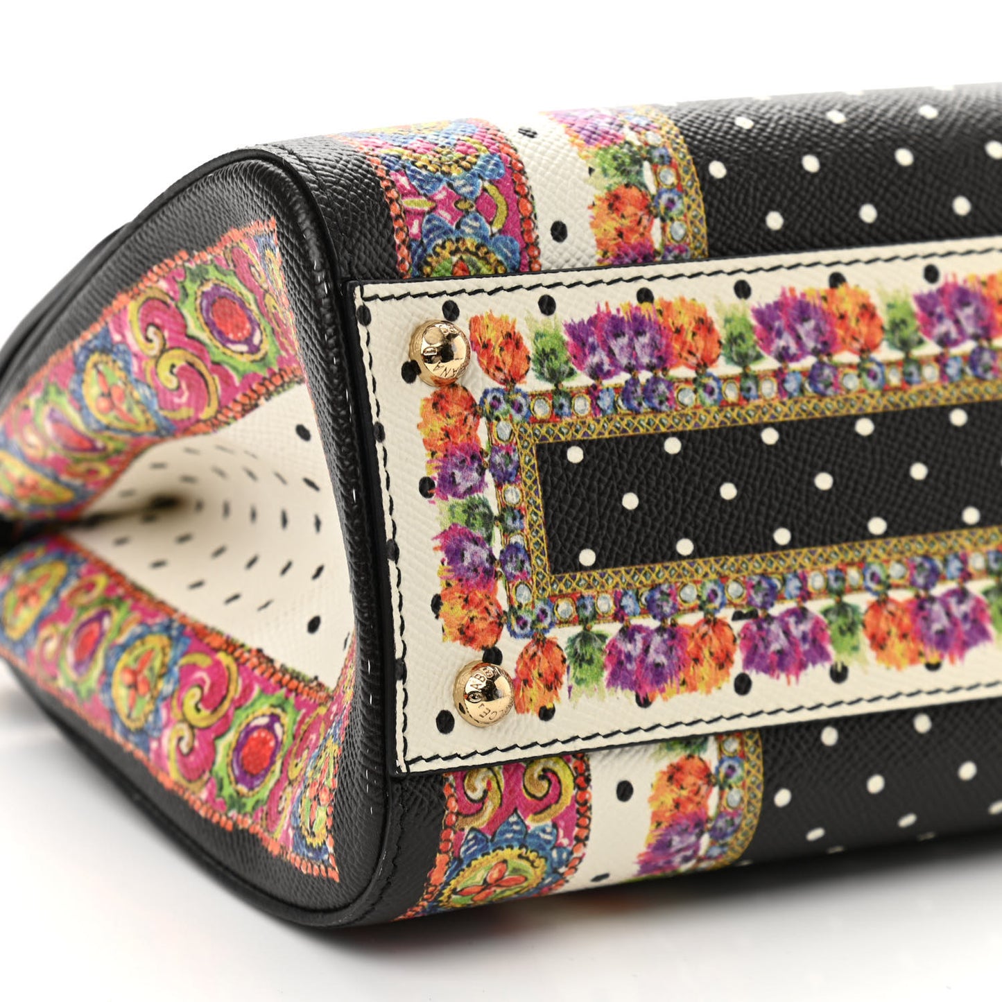 Dauphine Fan Foulard Medium Miss Sicily Satchel Black Multicolor