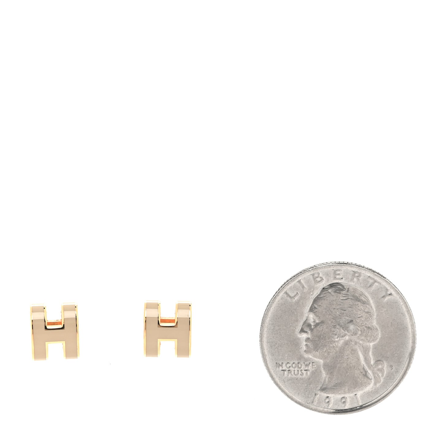 Rose Gold Lacquered Mini Pop H Earrings Marron Glace