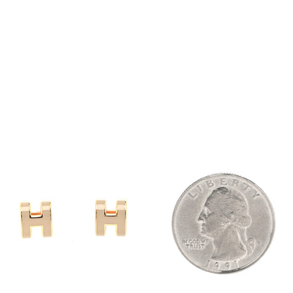 Hermes Rose Gold Lacquered Mini Pop H Earrings Marron Glace 2 of 6
