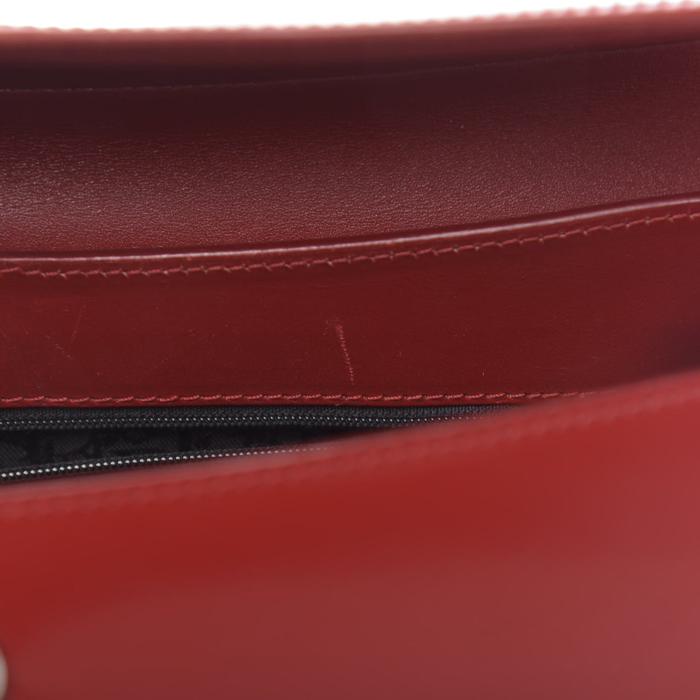 Glazed Calfskin Saddle Shopper Red