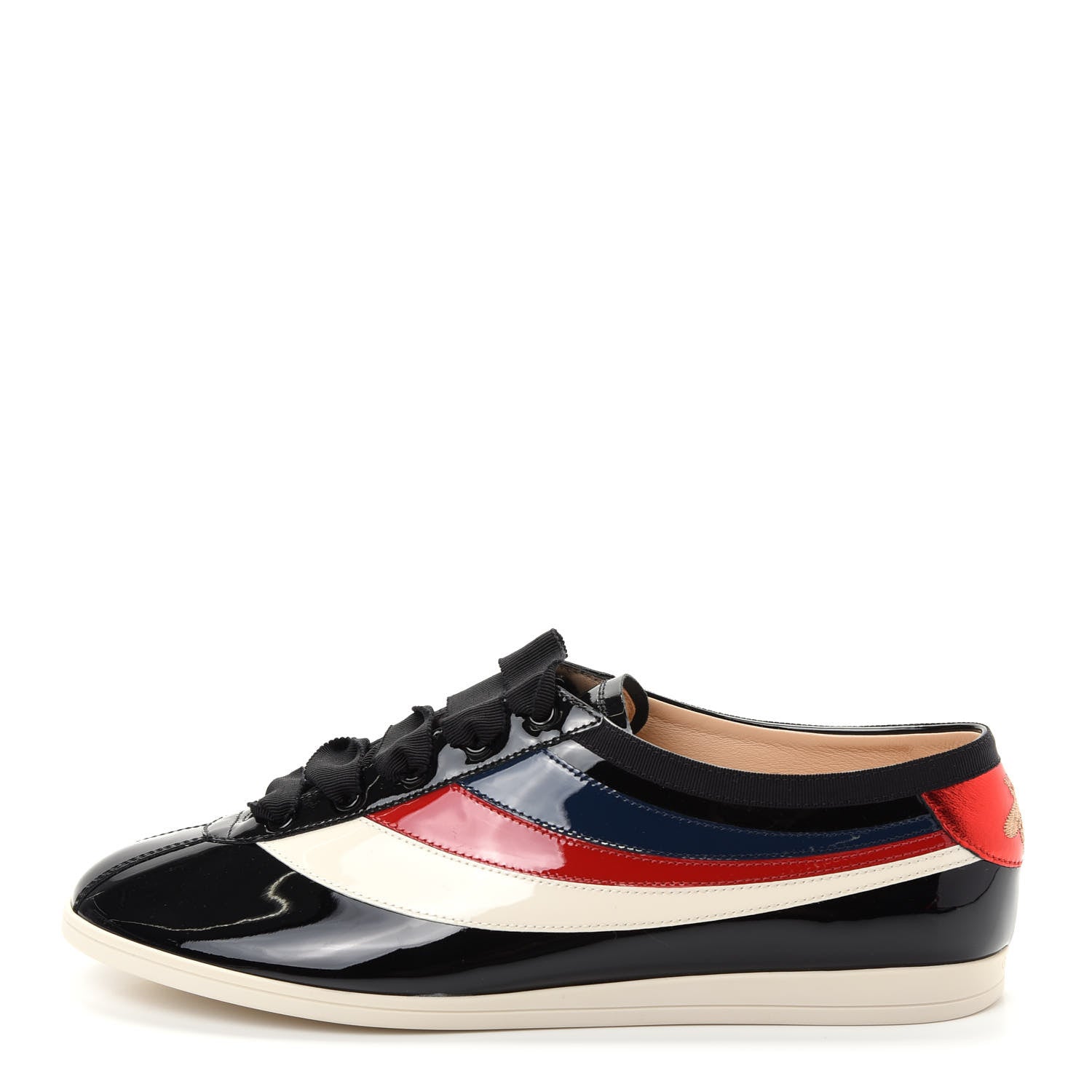 Gucci Patent Calfskin Mens Web Falacer Sneakers 9 Black 1 of 11