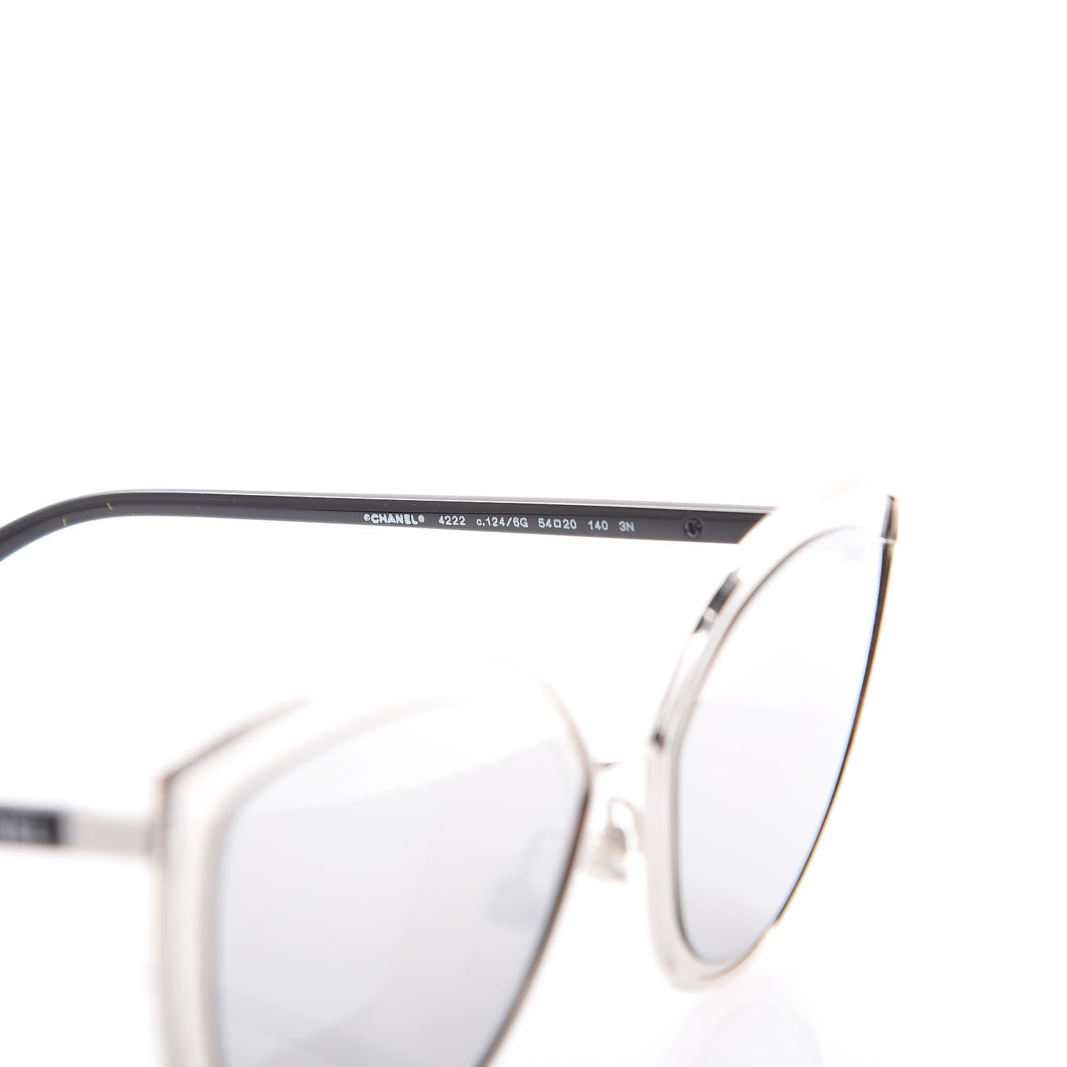Chanel Metal Cat Eye Sunglasses 4222 Silver Black 5 of 8
