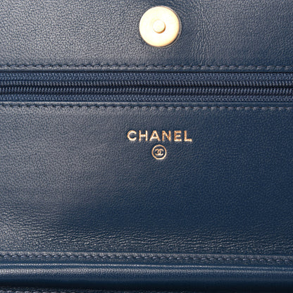 Chanel Lambskin Quilted Infinity Wallet On Chain WOC Blue 9 of 13