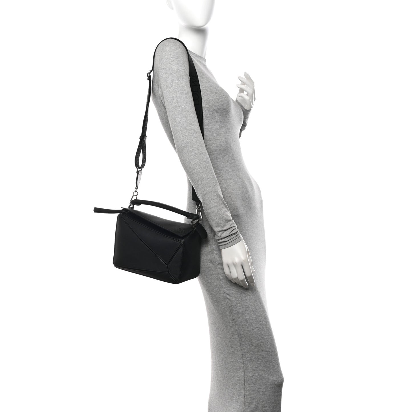 Satin Calfskin Small Puzzle Bag Black