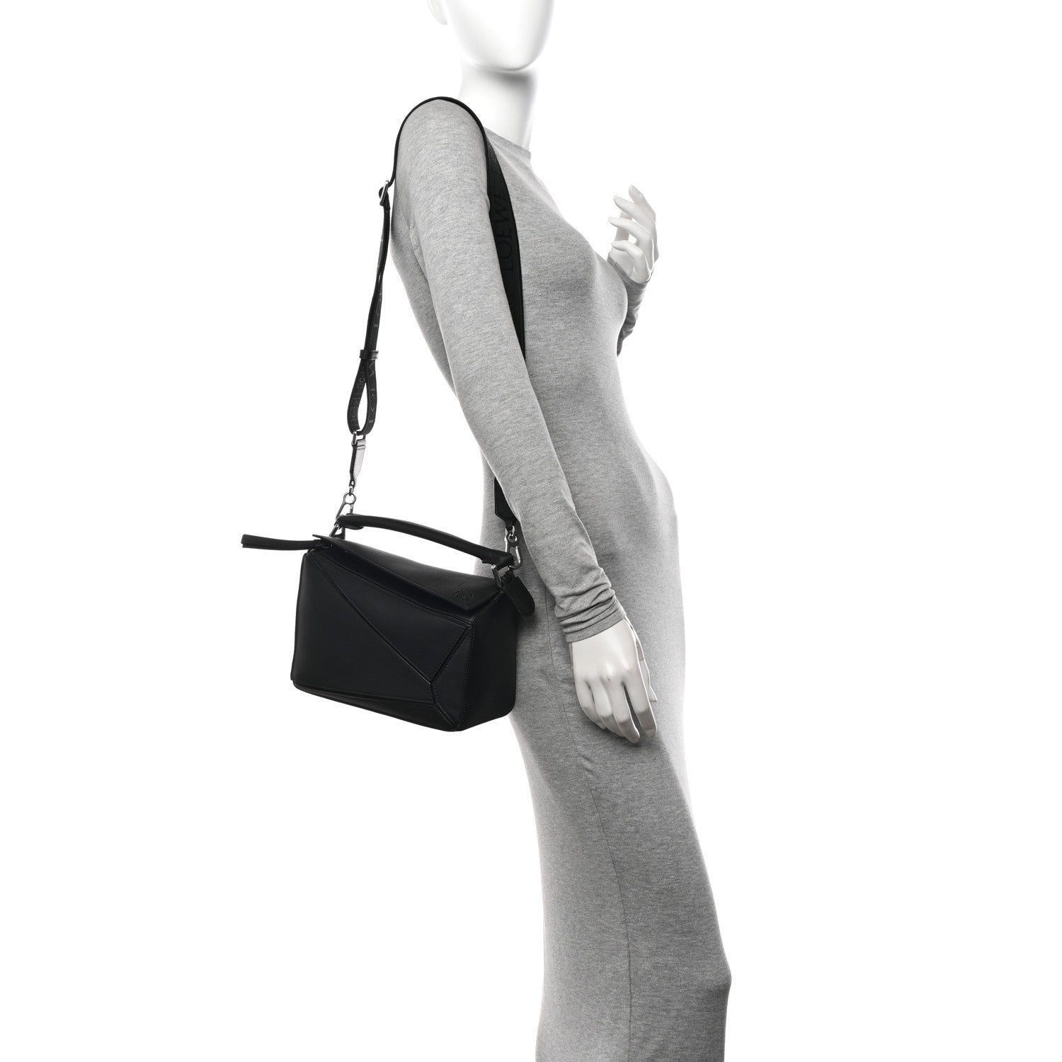 Loewe Satin Calfskin Small Puzzle Bag Black 2 of 10